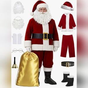 NWOT 11 Piece Deluxe Santa Claus Costume Set